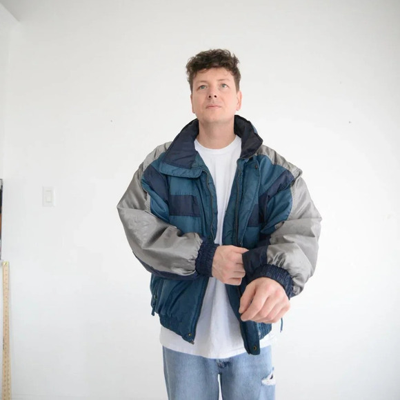 Vintage Extreme Limit Teal and Navy Zip Up winter Jacket Coat XL - Picture 2 of 12